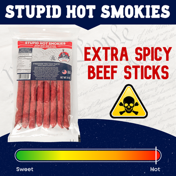 CAUTION HOT: Stupid Hot Beef Sticks